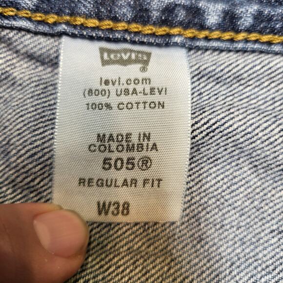 Levis 505 Shorts Mens 37 Blue Denim Regular Fit Jean 5 Pocket Zip Fly Casual - Picture 3 of 9